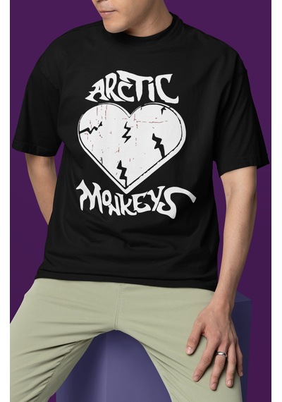 Sevbano Arctic Monkeys Baskılı Unisex Oversize Efsane Müzik Grubu Tişört Siyah