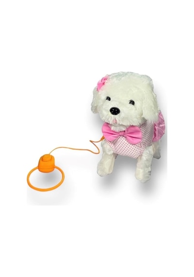 Vardem Tasmalı Hareketli Yürüyen Peluş Köpek Pembe Fiyonklu