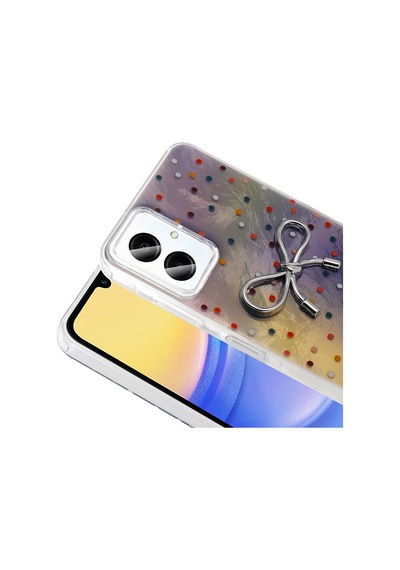 Galaxy A06 Kılıf Kamera Korumalı Figürlü Zore Ponti Silikon Kapak Lila