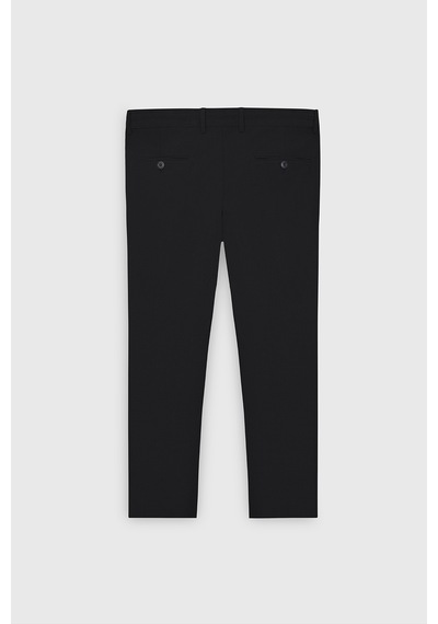 AC&Co / Altınyıldız Classics Erkek Sıyah Slim Fit Dar Kesim Beli Bağlamalı Yan Cep Gofre Desenli Pantolon Siyah
