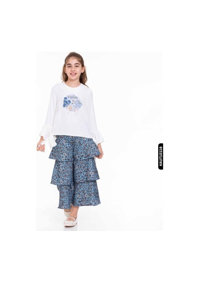 Xo Kids Kız Alt Üst Takım 4-12 Yaş 3662 Kaut10118 Beyaz - Mavi