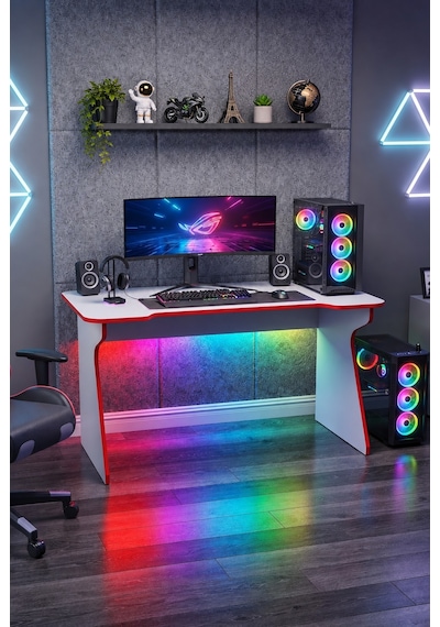 Profesyonel Rgb Ledli Oyuncu Masası 140 75 75 Cm Bilgisayar Masası Gamer Çalışma Masası Beyaz Profesyonel Rgb Ledli Oyuncu Masası 140 75 75 Cm Bilgisayar Masası Gamer Çalışma Masası Beyaz