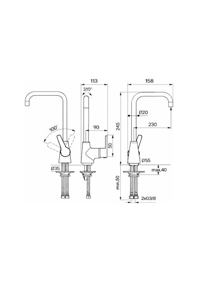 Ideal Standard Idealstream Kuğu Eviye Bataryası-krom krom