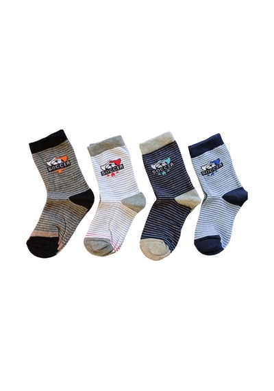 Butik Erkek Çocuk 4 Adet Soccer Yazılı Soket Çorap Çok Renkli
