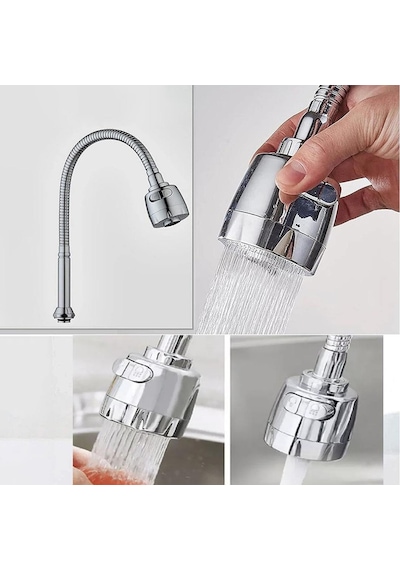 6061 Esnek 360 Hareketli 2 Fonksiyon Spreyli Kubar Musluk Ucu 48 Cm