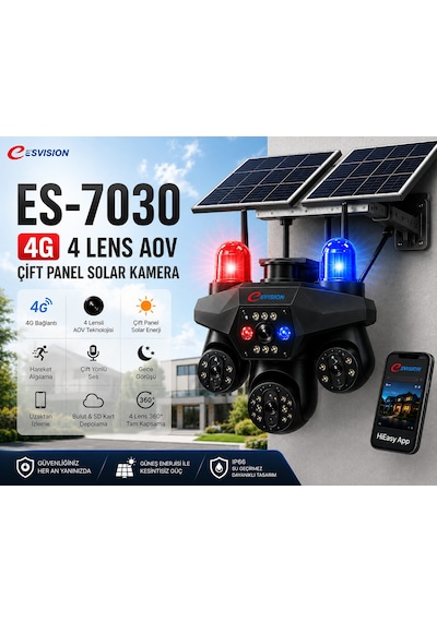 Es Vısıon 7030 4g Çift Güneş Panelli Güvenlik Kamerası
