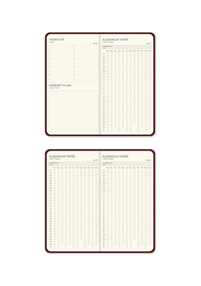 Charm Takılabilen 2026-2027 Mid-year Akademik Cep Ajanda 9x17 Cm Bordo Çok Renkli