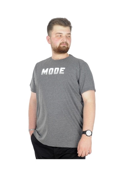 Mode Xl Büyük Beden T-Shirt Bis Yaka Mode 22196 Antramelanj 001