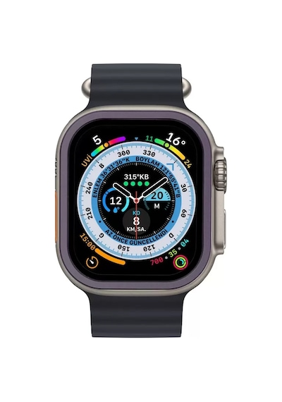 Newface Apple Watch Ultra 49mm Alüminyum Kasa Cam Ekran Koruyucu - Mor Diğer