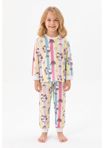 Bunny Hopp Kız Çocuk Uzun Kollu Pijama Takımı %100 Pamuk Renkli Çizgili Unicorn Ve Kedili Penye Çok Renkli Bunny Hopp Kız Çocuk Uzun Kollu Pijama Takımı %100 Pamuk Renkli Çizgili Unicorn Ve Kedili Penye Çok Renkli