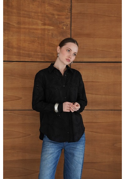 Verymoda Kordeneli Gömlek - F2079 SİYAH