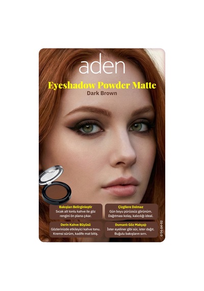 Aden Eyeshadow Powder Matte - Mat Göz Farı 02 Dark Brown Koyu Kahverengi 0