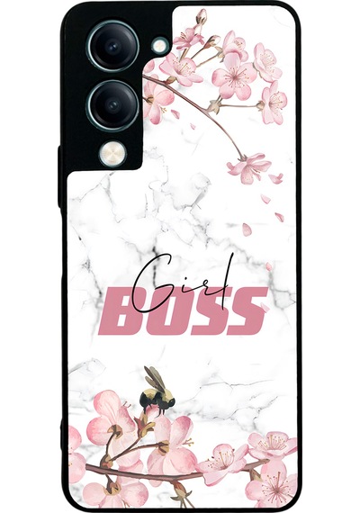 Vivo Y19 Sakura Girl Boss Tasarımlı Glossy Telefon Kılıfı Çok Renkli