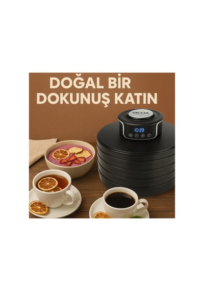 Vfd 1205 Meyve Kurutma Makinesi- Zaman Ayarlı Sebze Meyve Et Kurutucu Siyah