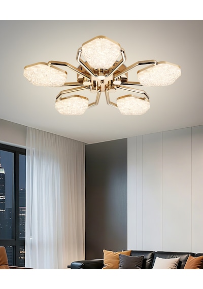 Matiz 5'li Gold 3 Renkli Plafonyer Led Avize Gold
