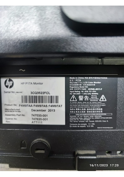 Hp Prodisplay 17" 5 Ms Asansör Standlı Kare Led Monitör (Teşhir)