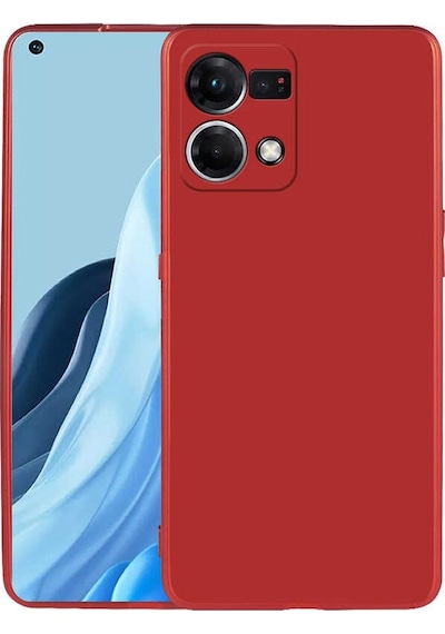 Kilifone - Oppo Uyumlu Reno 7 4g - Kılıf Mat Renkli Esnek Premier Silikon Kapak - Kırmızı