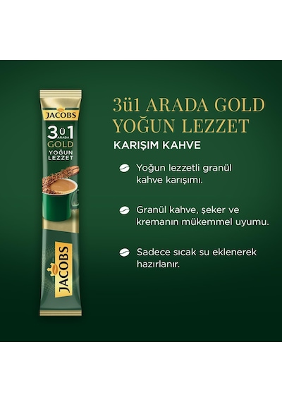 Jacobs 3ü1 Arada Yoğun Lezzet 1 Kutu 40 Adet 18 G Granül