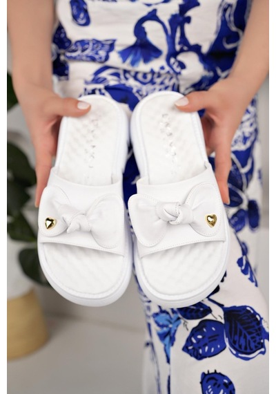 Nesil Shoes Dvm 6600 Beyaz Masaj Tabanlı Kadın Terlik-Beyaz