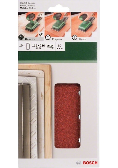 Bosch Zımpara Kağıdı 10'lu 115x230mm 60 Kum 14 Delik 2609256B20