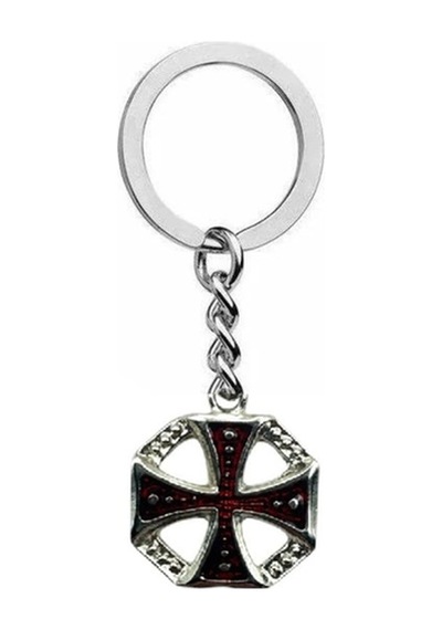 Siyah Yuvarlak Sembol Haç Figürlü Anahtarlık Zamak Metal Gotik Unisex Aksesuar