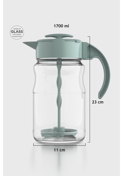 Renga Spiro 1700 Ml Yeşil Kapaklı Cam Karıştırma Sürahisi 111030