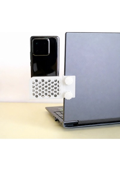 3d Baskı Monitor Telefon Tutucu - Petek Desenli Laptop Kenar Telefon Tutucu-beyaz Çok Renkli