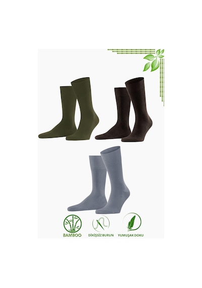 Kral Socks Bambu Erkek Soket Düz Uzun Klasik Yazlık Dikişsiz 3'lü Çorap Beyaz