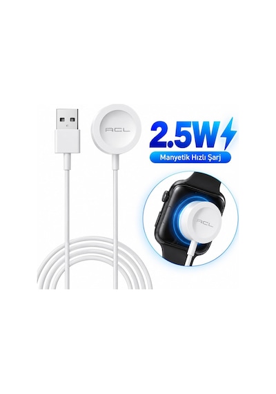 Ack-111 2.5w Usb-a Akıllı Saat Manyetik Şarj Kablosu 1 Metre - Güçlü Mıknatıslı Şarj Cihazı Çok Renkli