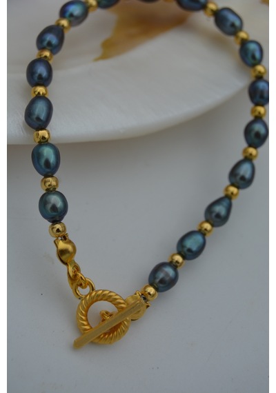 Stoneage Jewellery Siyah Arpa Incili Bileklik Çok Renkli