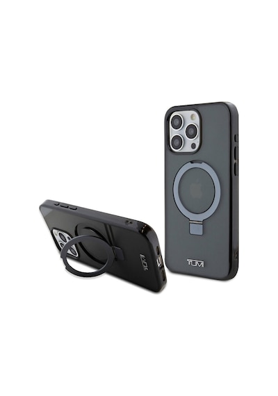 Apple Uyumlu iPhone 15 Pro Max Kılıf Tumı Lisanslı Magsafe Özellikli Pc Tpu Metal Logolu Ring Standlı