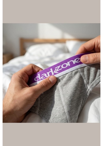 Darkzone Erkek Mor Lastikli Gri Melanj Pamuklu Lastikli Slip Külot