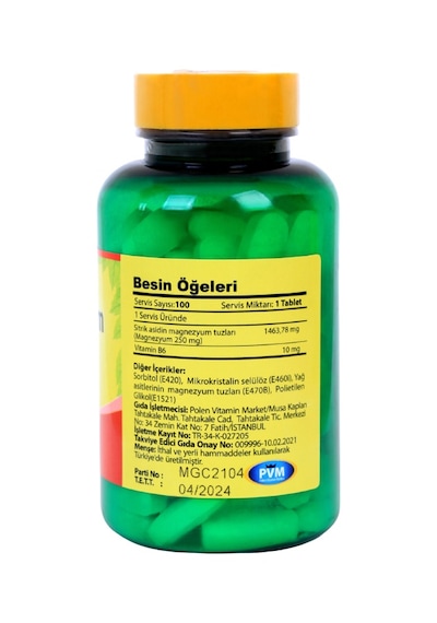 Vitapol Magnezyum Sitrat B6 2X100 Tablet Magnesium Citrate