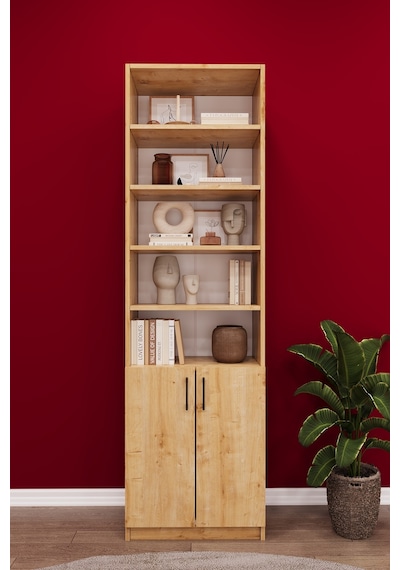 Asra Trend K-32 %100 MDF 60 cm Kapaklı Kitaplık Raflı Ofis Dosya Dolabı Safir Meşe