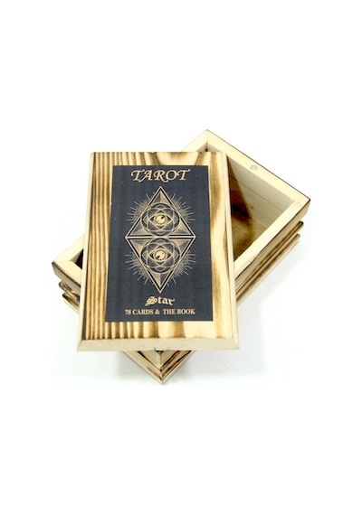 Ahşap Tarot Kutulu Masa Oyunu 78 Kartlı Tarot Kartları Oyun Seti