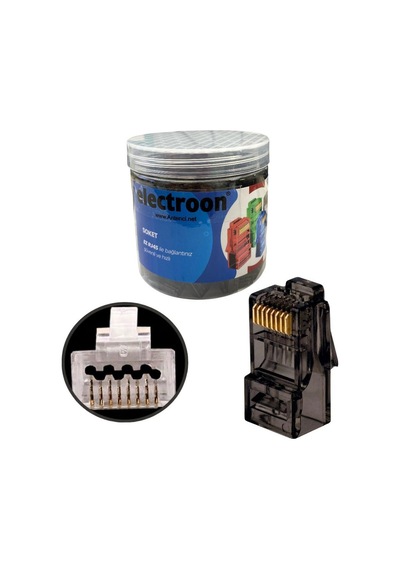 Electroon Siyah Cat6 Ezrj45 Açık Uçlu Soket 8p/8c - 100adet