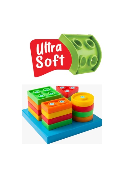 Oyuncak Eğitici Set Neşeli Hayvanlar Bultak + Yumuşak Geometri Şekiller Set