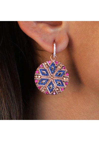 Apm Monaco Modeli Yuvarlak Renkli Zirkon Taşlı Rose Gold Kaplama Set Gümüş