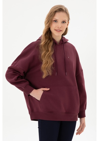 U.S. Polo Assn. Kadın Bordo Şardonlu Kapüşonlu Sweatshırt 50313567-VR177