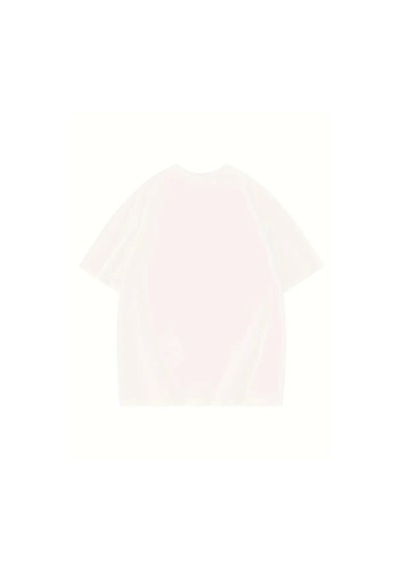 Yake Store Thousand Baskılı Oversize Bisiklet Yaka T-shirt - Beyaz - Beyaz