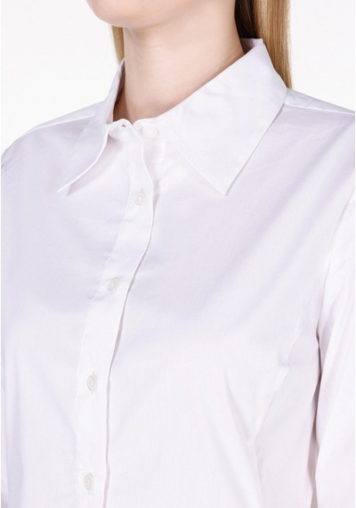 Colin's Colins Slim Fit Shirt Neck Düz Kadın Beyaz Uzun Kol Gömlek Cl1073416 Q1.v2 Wht Beyaz
