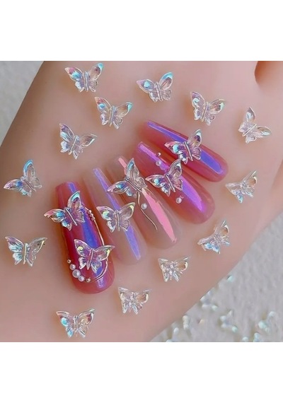 Charm Kelebek Kelebek Hologram 10'lu 3d Nail Art Metal Süsü