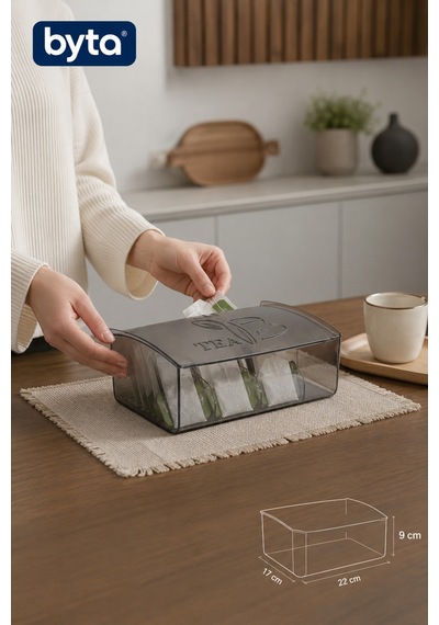Kapaklı Çay Poşeti Saklama Kutusu Şeffaf Tea Bag Organizer Mutfak Düzenleyici Şeffaf