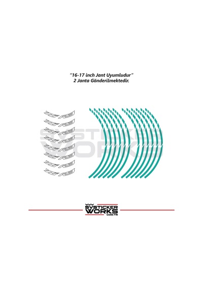 Yamaha Yzf-r3 Yazılı Jant Sticker Dış Ve İç Set Sticker Jant Şeridi Turkuaz