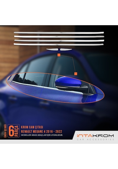 Renault Megane 4 Krom Cam Çıtası 6 Parça 2016 - 2022
