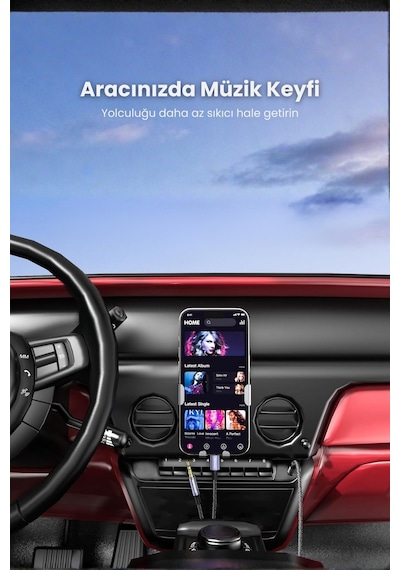 2in1 Android Apple Uyumlu iPhone Type c & Lightning 3 5mm 100cm Aux Ses Kablosu Araç Kulaklık