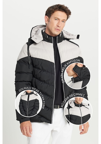 AC&Co / Altınyıldız Classics Erkek Sıyah-bej Standart Fit Normal Kesim Dik Yaka Kapüşonlu Yan Cepli Kaban Sıyah-bej AC&Co / Altınyıldız Classics Erkek Sıyah-bej Standart Fit Normal Kesim Dik Yaka Kapüşonlu Yan Cepli Kaban Sıyah-bej