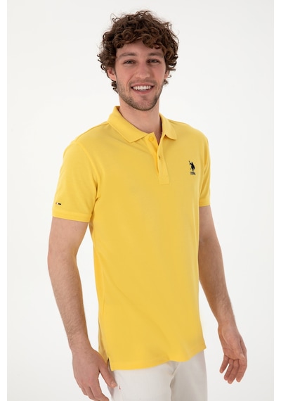 U.S. Polo Assn. Erkek Slim Fit Polo Yaka Sarı Basic Tişört 50298041-VR044