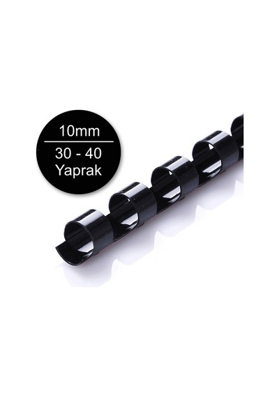 Sarff 10Mm Siyah Plastik Spiral 30-40 Yaprak Kapasiteli 100 Lü K