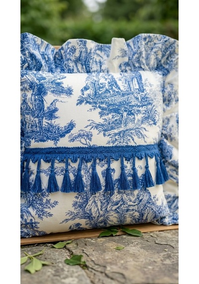 Toile Azure Ruffle Yastık Çok Renkli
